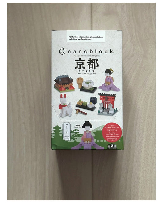 ナノブロック ミニナノ 京都 パッケージ。全6種のラインナップが印刷されています