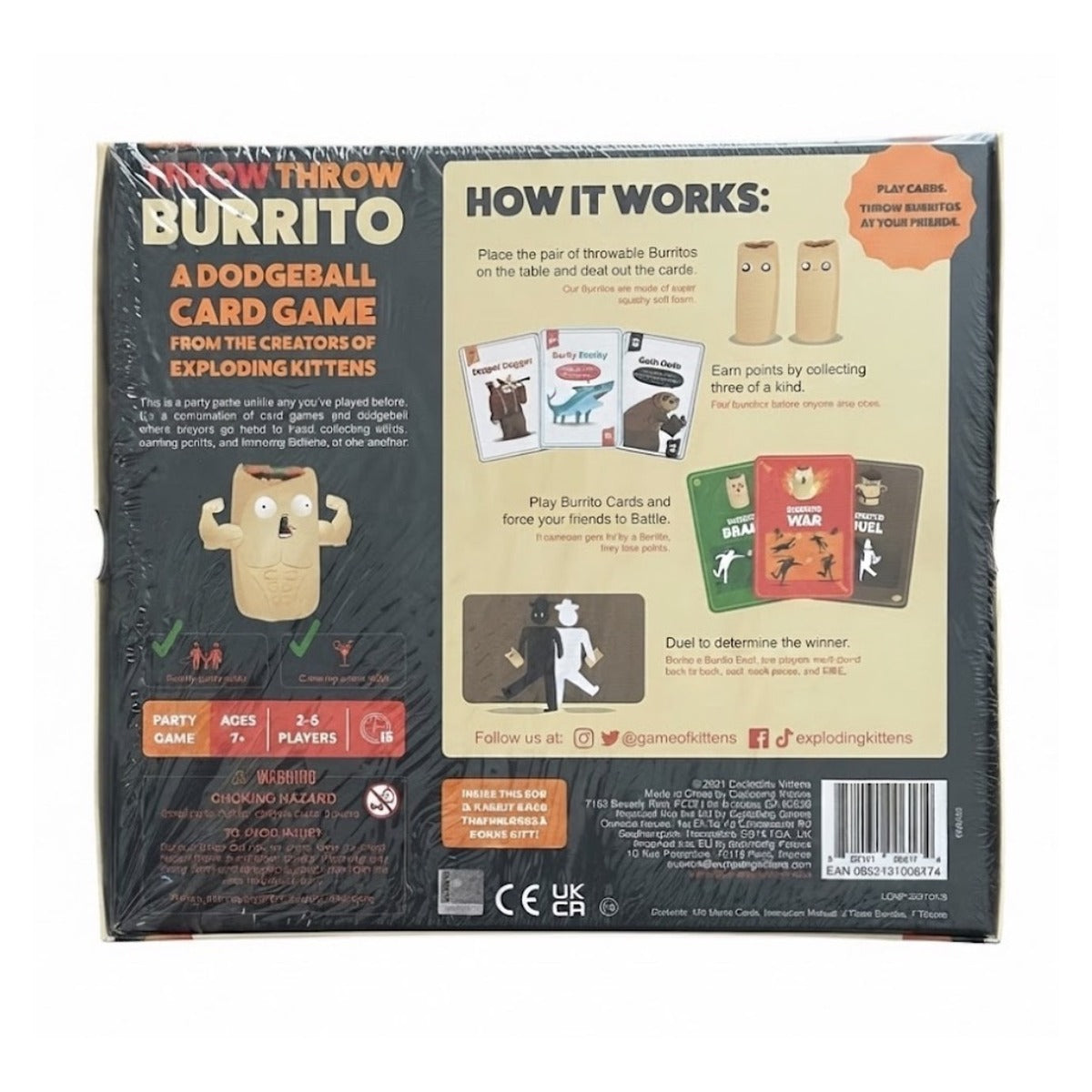 Throw Throw Burrito パッケージ背面 遊び方の説明